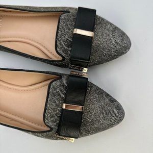 Vince Camuto Rowley Metallic Flats Women’s Size 7 Leopard Print Point Toe Bow